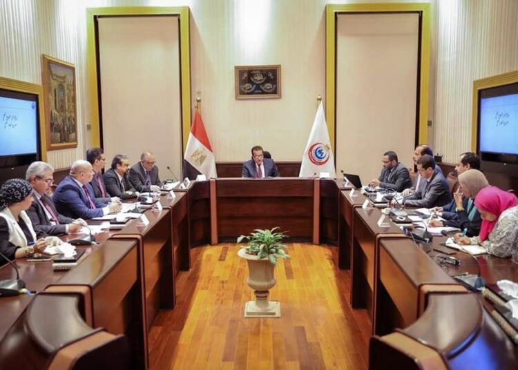 Call for prompt completion of national healthcare strategy 1 - Egyptian Gazette Minister of Health and Population Khaled Abdel-Ghaffar during his meeting on Sunday with senior health officials.