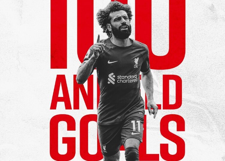 The Egyptian forward has completed his 100-goal record at Anfield as a Liverpool player in all competitions.