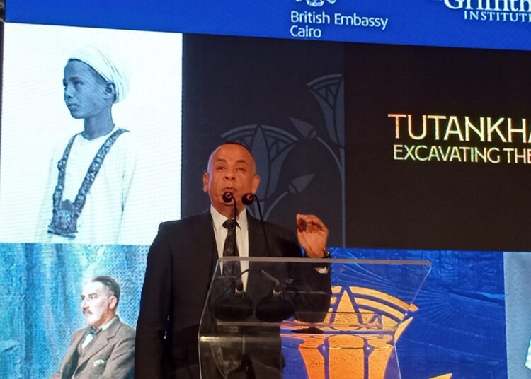 upreme Council of Antiquities Secretary General Mostafa Waziry addressing a function at British Embassy on Monday.