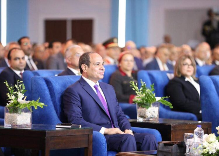 President Abdel Fattah El Sisi during a panel session at the National Youth Conference, which kicked off in Alexandria on Wednesday.