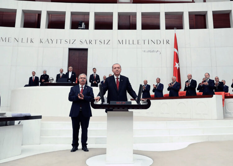 Erdogan sworn in as he begins third term as Turkey's president 1 - Egyptian Gazette Turkeys-Recep-Tayyip-Erdogan-was-on-Saturday-sworn-in-for-a-third-term-as-president.