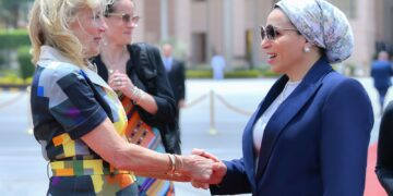 Mrs Sisi sees off Jill Biden after two-day visit to Egypt