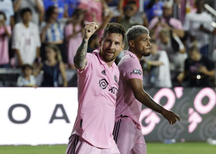 Soccer Football - Leagues Cup - Group J - Inter Miami v Cruz Azul - DRV PNK Stadium, Fort Lauderdale, Florida, United States - July 21, 2023 Inter Miami's Lionel Messi celebrates scoring their second goal REUTERS/Marco Bello