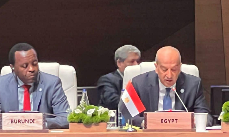 Egypt presses need for respecting int'l law pertaining to rivers, transboundry waters 1 - Egyptian Gazette UN Permanent Delegate to UN Ambassador Osama Abdel Khaleq on behalf of Foreign Minister Sameh Shoukry during a ministerial meeting of the Non-Aligned Movement (NAM), held in Baku on July 5-6.
