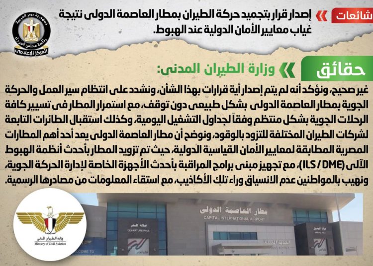 Govt denies suspension of flights at Capital International Airport 1 - Egyptian Gazette