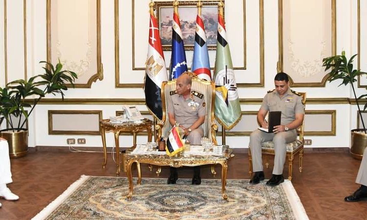 The Defence and Military Production Minister, General Mohamed Zaki, during his meeting yesterday with the Chair of the NATO Military Committee, Admiral Rob Bauer.