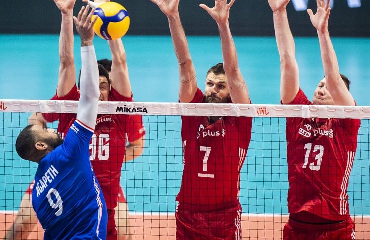 Wilfredo Leon of Poland (R) in action against Japan. The Polish team won the Men's 2023 European Volleyball Championship after defeating Italy in final.