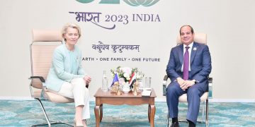 Sisi holds talks with European Council chief on sidelines of African-European summit in New Delhi