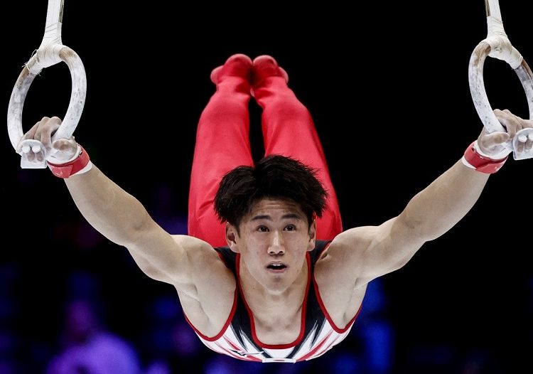 Japan's Kenta Chiba competes during the men's qualifying session at the 52nd FIG Artistic Gymnastics World Championships, in Antwerp, northern Belgium.