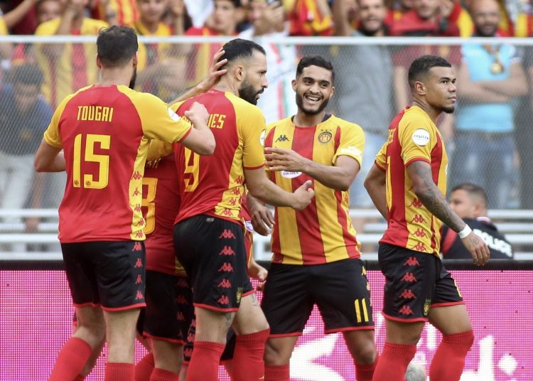 Esperance’s players celebrate after scoring against TP Mazembe.
