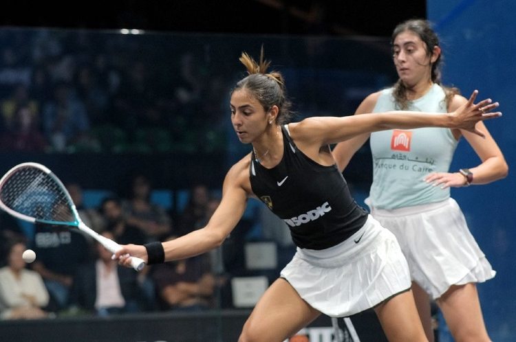 Hania el-Hammamy (L) set up a Grasshopper Cup final with Nour el-Sherbini.
