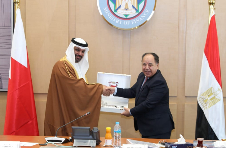 Finance min. wishes success of first Egyptian-Bahraini committee meeting 1 - Egyptian Gazette Egypt's Finance Minister Mohamed Maait welcoming his Bahraini counterpart Sheikh Salman bin Khalifa Al Khalifa at the Finance Ministry HQ in the New Administrative Capital.