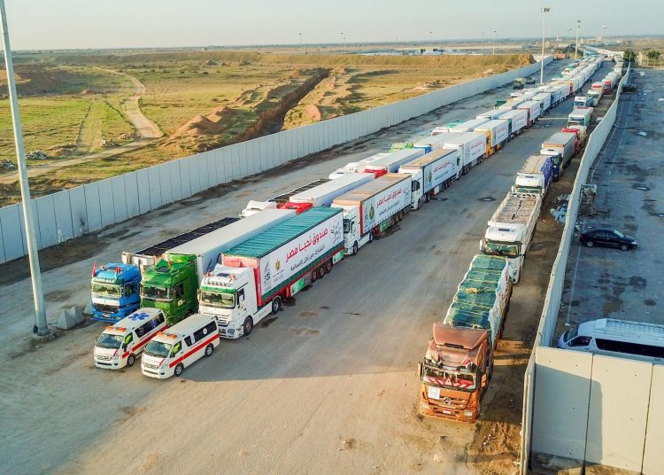 Long Live Egypt aid convoy finally arrives in Rafah 2 - Egyptian Gazette Long Live Egypt aid convoy finally arrives in Rafah 1 - Egyptian Gazette