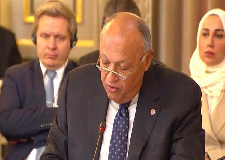 Shoukry: Israeli violations against Palestinians amount to war crimes 1 - Egyptian Gazette Egypt's Minister of Foreign Affairs Sameh Shoukry speaking during the Paris conference on humanitarian aid for Gaza on Thursday, 9 November 2023.