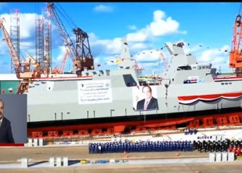 Sisi witnesses launching of Egyptian frigate “Al Jabar” via video conference