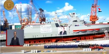 Sisi witnesses launching of Egyptian frigate “Al Jabar” via video conference