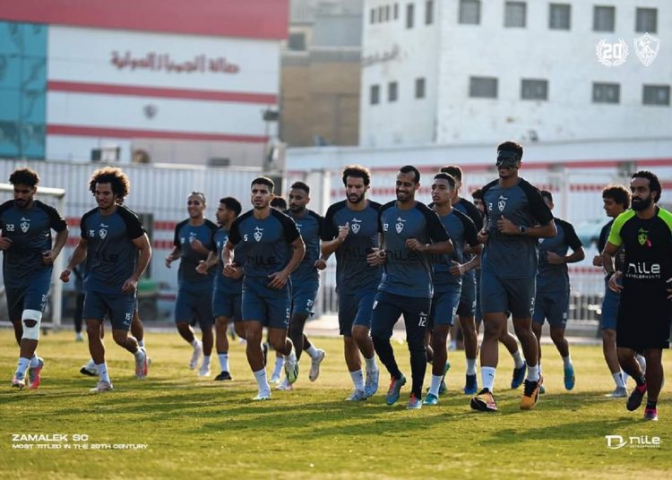 Zamalek’s players during a training session ahead of their match against Sagrada.