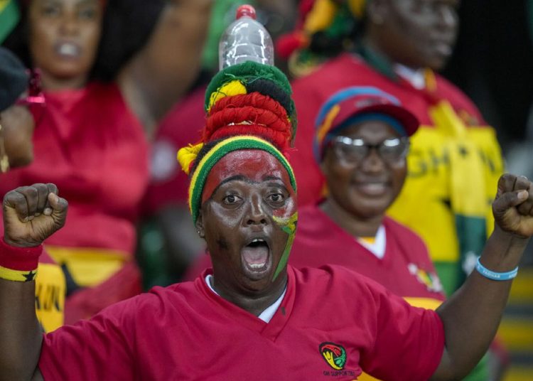 A fan of Ghana cheers prior to the start of the AFCON Group B match against Mozambique on Jan.22, 2024.
