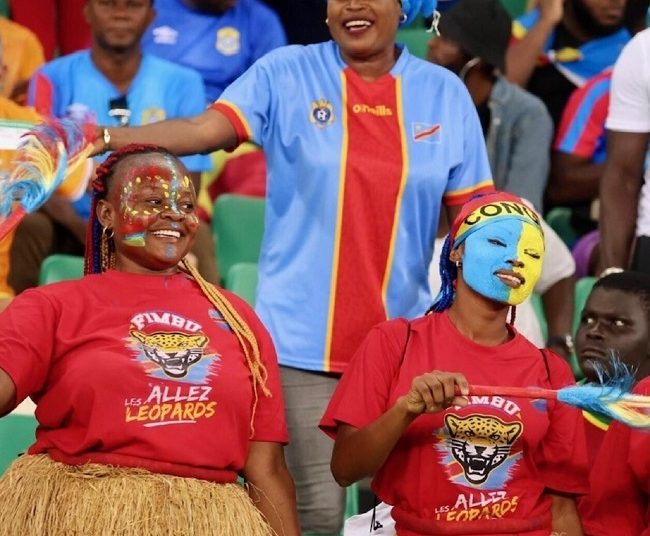 DR Congo’s supporters cheer during their team’s match against Guinea.