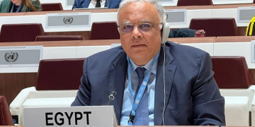Egypt’s representative to UN chairs expanded briefing session on situation in Gaza