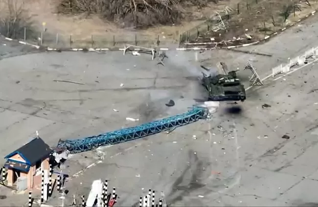 Russia says it repelled attempted Ukrainian cross-border incursion 1 - Egyptian Gazette A destroyed military vehicle belonging to Ukrainian troops is seen at the border area in Belgorod.