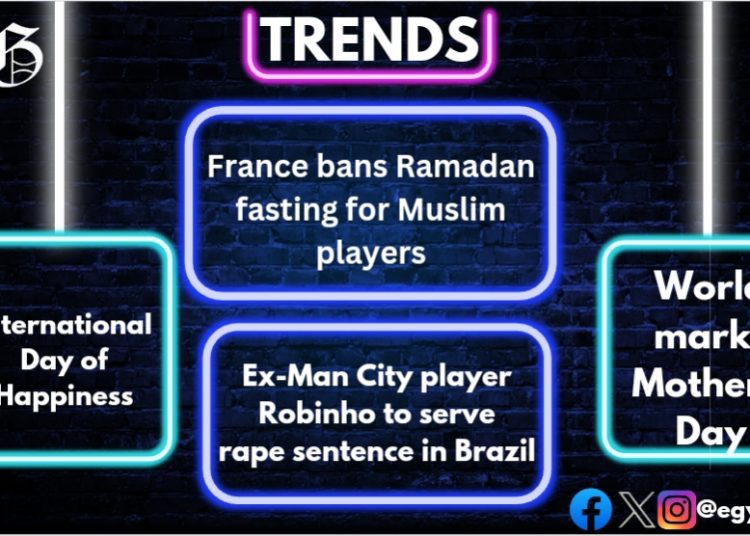 Trends: Mother’s Day; Ramadan fasting banned for football players; Robinho to serve rape sentence in Brazil 1 - Egyptian Gazette
