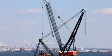 Baltimore bridge collapse: Huge crane arrives for cleanup