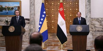 President Sisi at joint press conf. with Bosnia & Herzegovina president: We agreed on necessity of reaching immediate ceasefire in Gaza