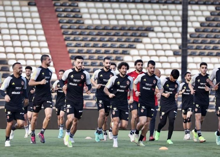 Al-Ahly’s players during a training session in Lubumbashi in readiness for their clash against TP Mazembe.