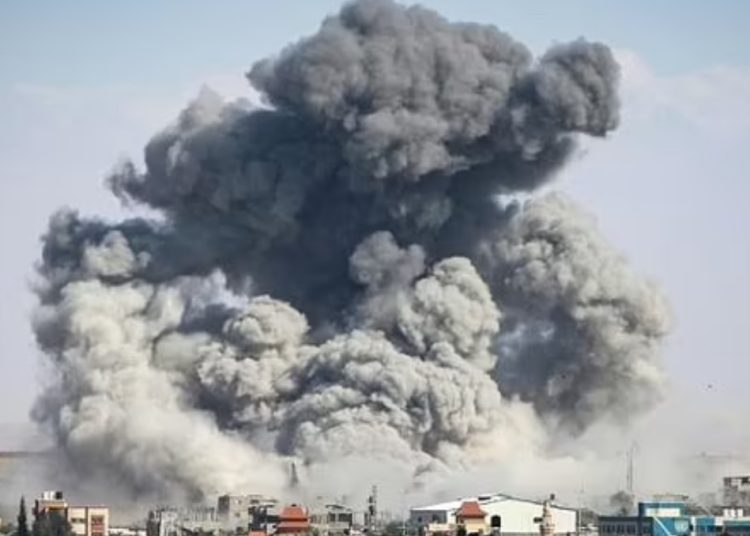 Smoke billows after Israeli bombardment in Rafah, in the southern Gaza Strip