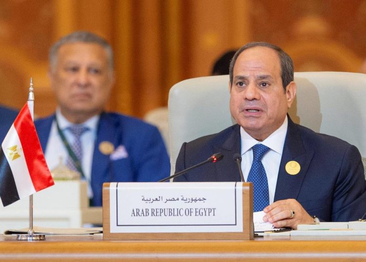 11 November 2023, Saudi Arabia, Riyadh: Egyptian President Abdel Fattah el-Sisi attends the Emergency Arab League summit. Photo: -/Saudi Press Agency/dpa