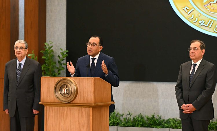 PM Moustafa Madbouli addressing a press conference following the Cabinet meeting on Tuesday.