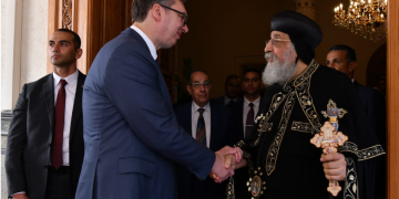 Pope Tawadros receives Serbian president