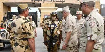 CoS inspects security measures at Rafah border crossing, city 1 - Egyptian Gazette CoS inspects security measures at Rafah border crossing, city