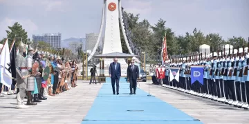 Official reception given for President Sisi at Turkish presidential palace