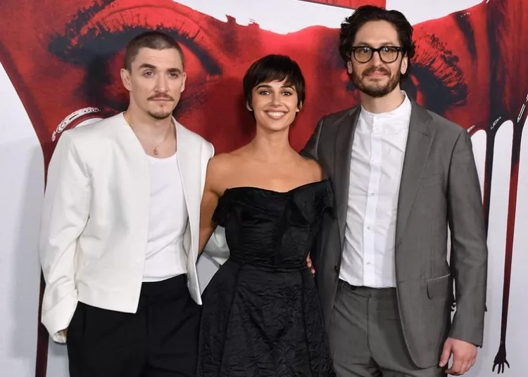US actor Kyle Gallner, British actress Naomi Scott and US filmmaker Parker Finn arrive for the global premiere of "Smile 2" at the Paramount Theater in Los Angeles on October 14, 2024.