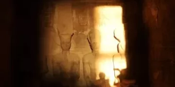 Sun illuminates face of Ramses II in Aswan’s Abu Simbel Temple