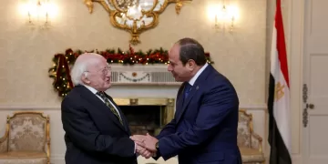 Sisi, Ireland’s Higgins hold talks at presidential palace in Dublin