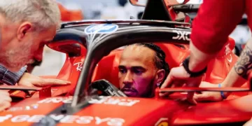 Hamilton ‘absolutely OK’ after crashing during Ferrari Barcelona test 1 - Egyptian Gazette Hamilton ‘absolutely OK’ after crashing during Ferrari Barcelona test