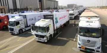 "Tahya Misr" launches aid convoy to Gaza 1 - Egyptian Gazette “Tahya Misr” launches aid convoy to Gaza