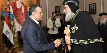 State miliary production min. greets Pope Tawadros on Easter