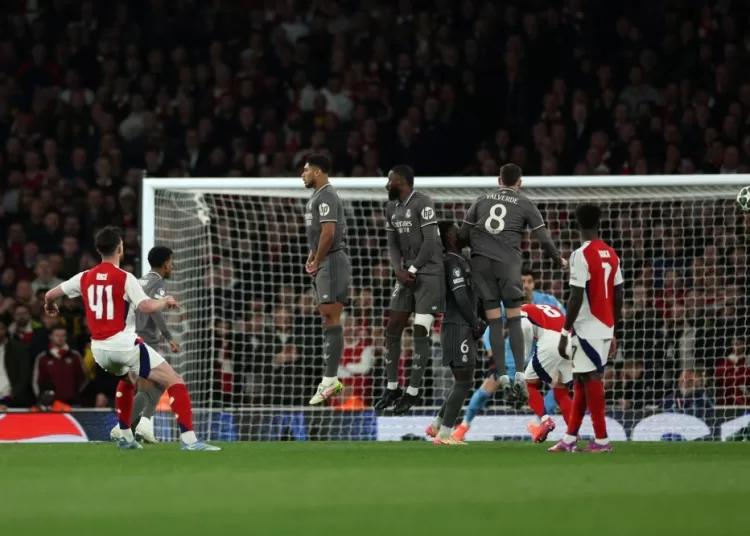 Arsenal stun Real Madrid as Rice delivers free-kick masterclass to seal 3-0 triumph 2 - Egyptian Gazette Arsenal stun Real Madrid as Rice delivers free-kick masterclass to seal 3-0 triumph 1 - Egyptian Gazette