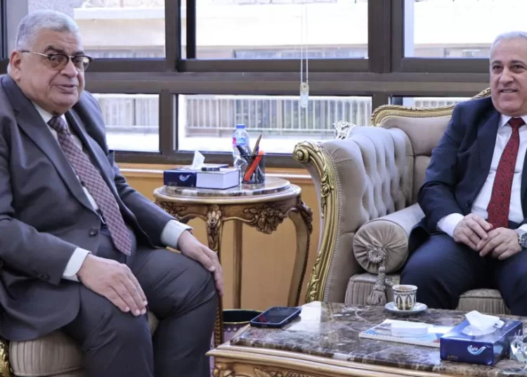 President of the State Council Counselor Ahmed Aboud during his meeting with NPA chairman Abdel-Sadiq el-Shorbagy.