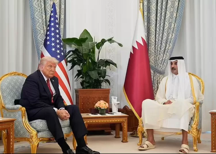 President Donald Trump and Qatar's Emir Sheikh Tamim bin Hamad Al Thani
