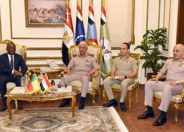 Defence chief, Benin FM probe ways to boost security links 1 - Egyptian Gazette Minister of Defence and Military Production General Abdel Mageed Saqr during his meeting with Benin's Foreign Minister Olushegun Adjadi Bakari.