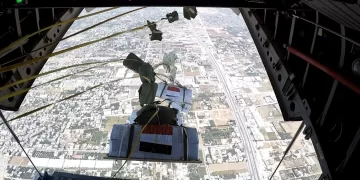 Egypt airdrops humanitarian aid over Gaza 1 - Egyptian Gazette Egypt airdrops humanitarian aid over Gaza