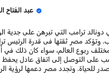 Sisi appreciates Trump’s efforts to resolve conflicts, end wars