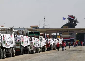 29th Egyptian aid convoy heads to Gaza via Karm Abu Salem Border Crossing