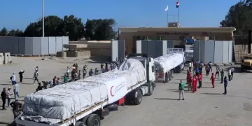 59th “Zad Al-Ezza” humanitarian aid convoy enters Gaza Strip 1 - Egyptian Gazette 59th “Zad Al-Ezza” humanitarian aid convoy enters Gaza Strip