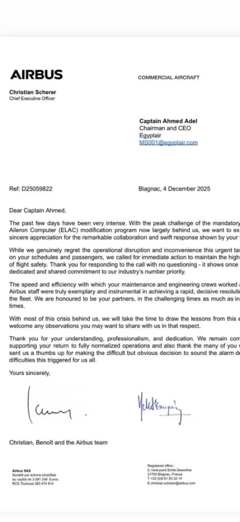 Airbus CEO praises EgyptAir team for exceptional efficiency 6 - Egyptian Gazette Airbus CEO praises EgyptAir team for exceptional efficiency 5 - Egyptian Gazette